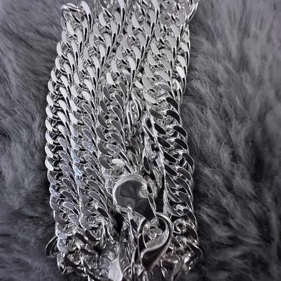 925 Sterling Silver cuban link necklace 20inches 6MM link women and men plated - Picture 4 of 4